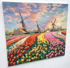 "Campo di tulipani", Pittura, Olio su tela