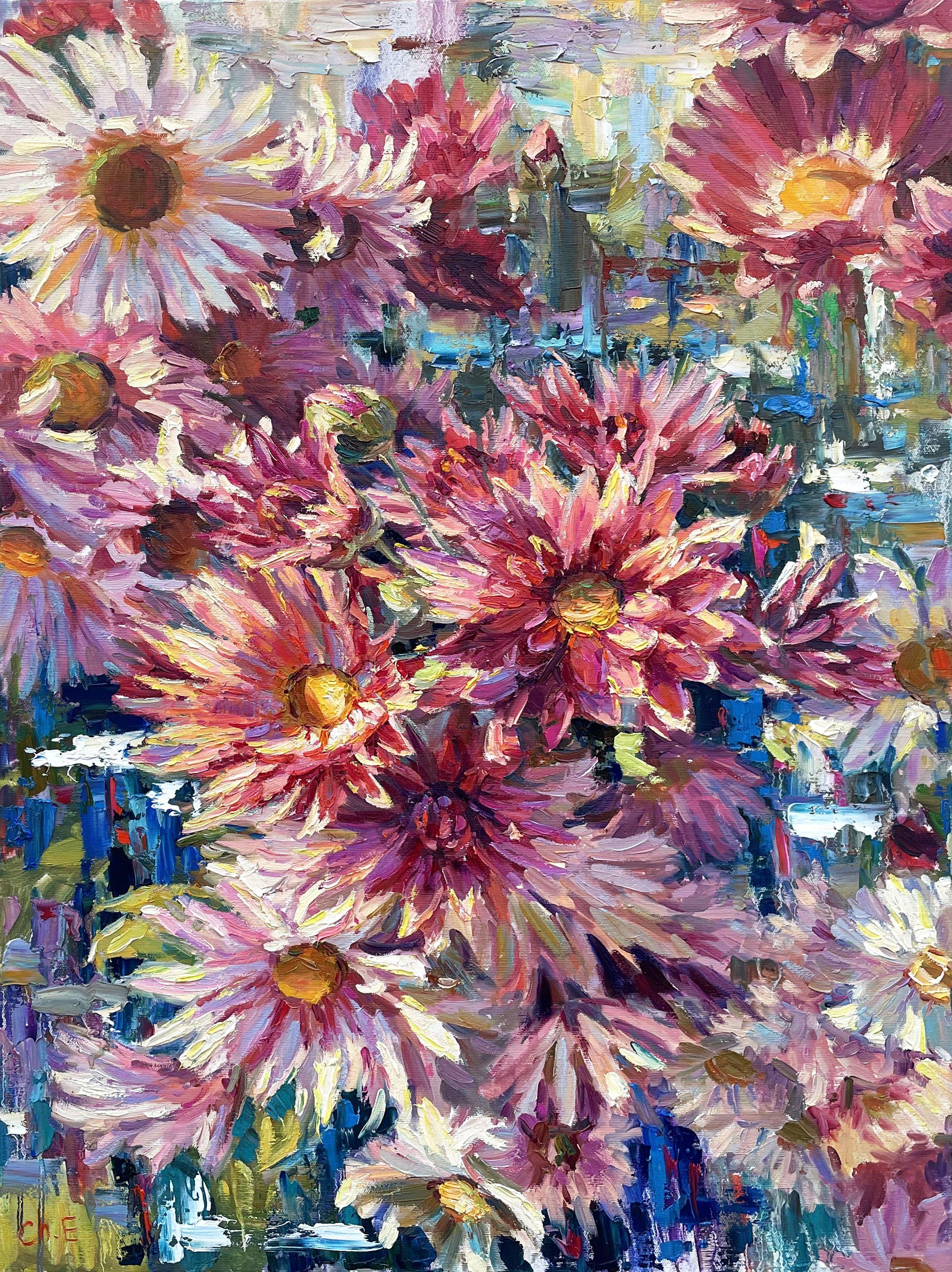 "Buisson de fleurs", Peinture, Huile sur toile - Art de Evgeny Chernyakovsky