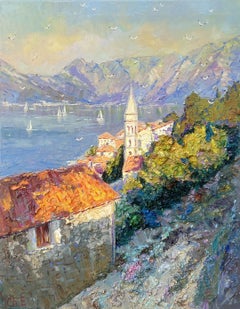 Bergblick, Gemälde, Öl auf Leinwand