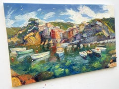 Barche al molo, Pittura, Olio su tela