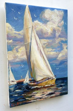 Sailboat at sea, Painting, Oil on Canvas