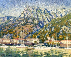 Yacht al molo, Pittura, Olio su tela