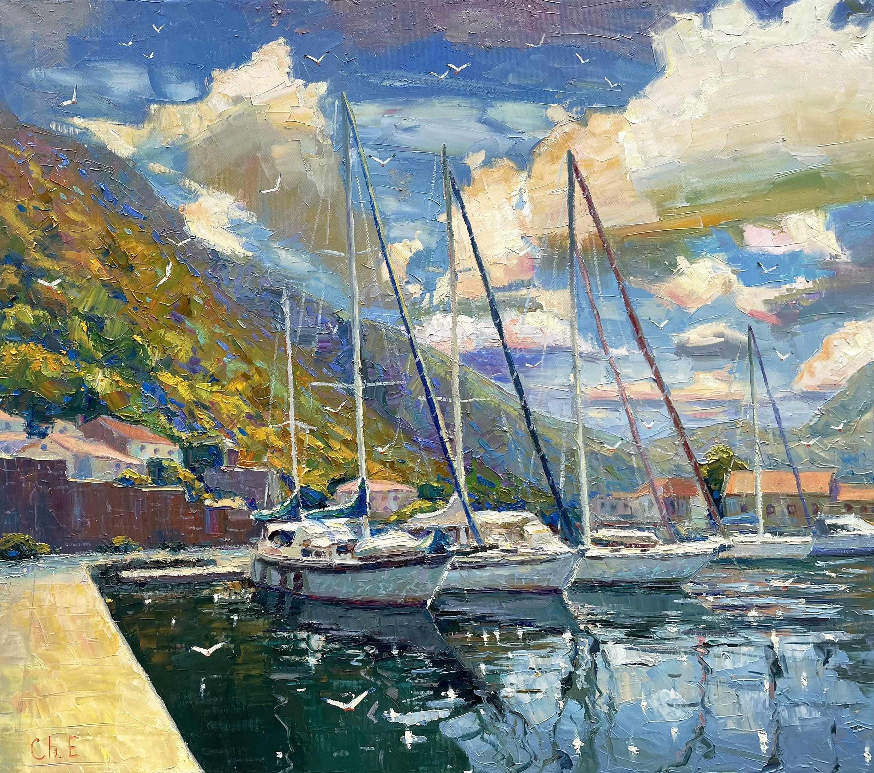 Quiet Harbor, Gemälde, Öl auf Leinwand