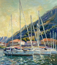 Yacht all'ormeggio, Pittura, Olio su tela