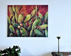 Flowering Cactus, Painting, Oil on Canvas