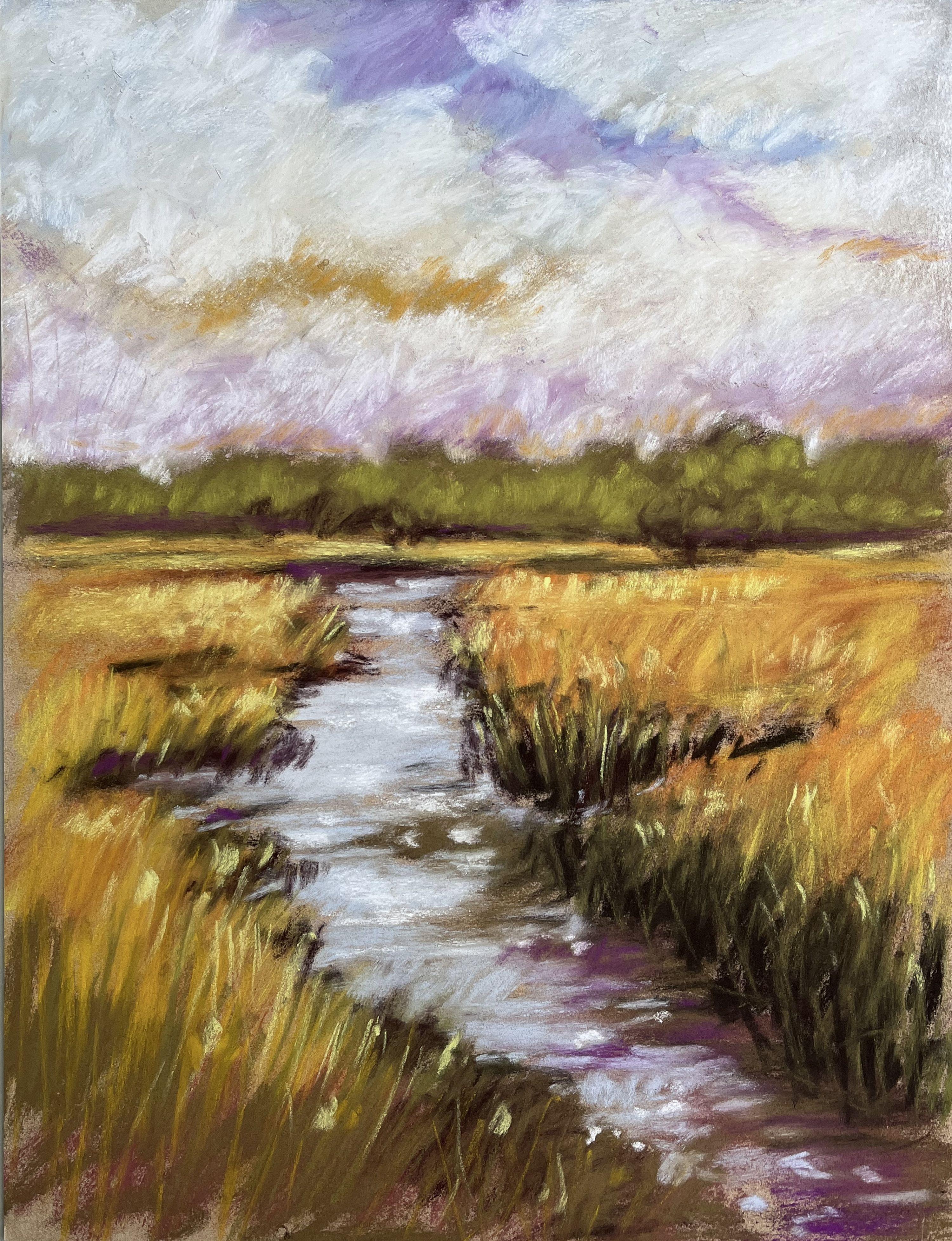 Herbstgold, Malerei, Pastellkreide auf Papier – Art von Filomena Booth