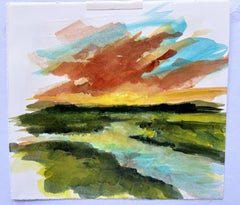 Golden Sunset, Painting, Acrylic on Paper
