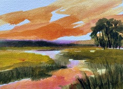 Evening Glow, Painting, Watercolor on Paper
