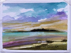 Inselansicht, Gemälde, Aquarell auf Papier