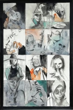 Expressive fragments 01, Zeichnung, Zeichenkohle auf Leinwand