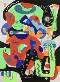 Alien with cactus, Painting, Acrylic on Canvas