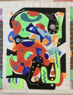 Alien with cactus, Painting, Acrylic on Canvas