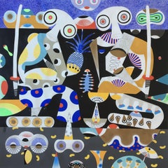 Kampala samurais, Gemälde, Acryl auf Leinwand