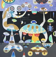 Kosmische Figur, Malerei, Acryl auf Leinwand