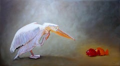 Hungry Pelican, Painting, Oil on Other