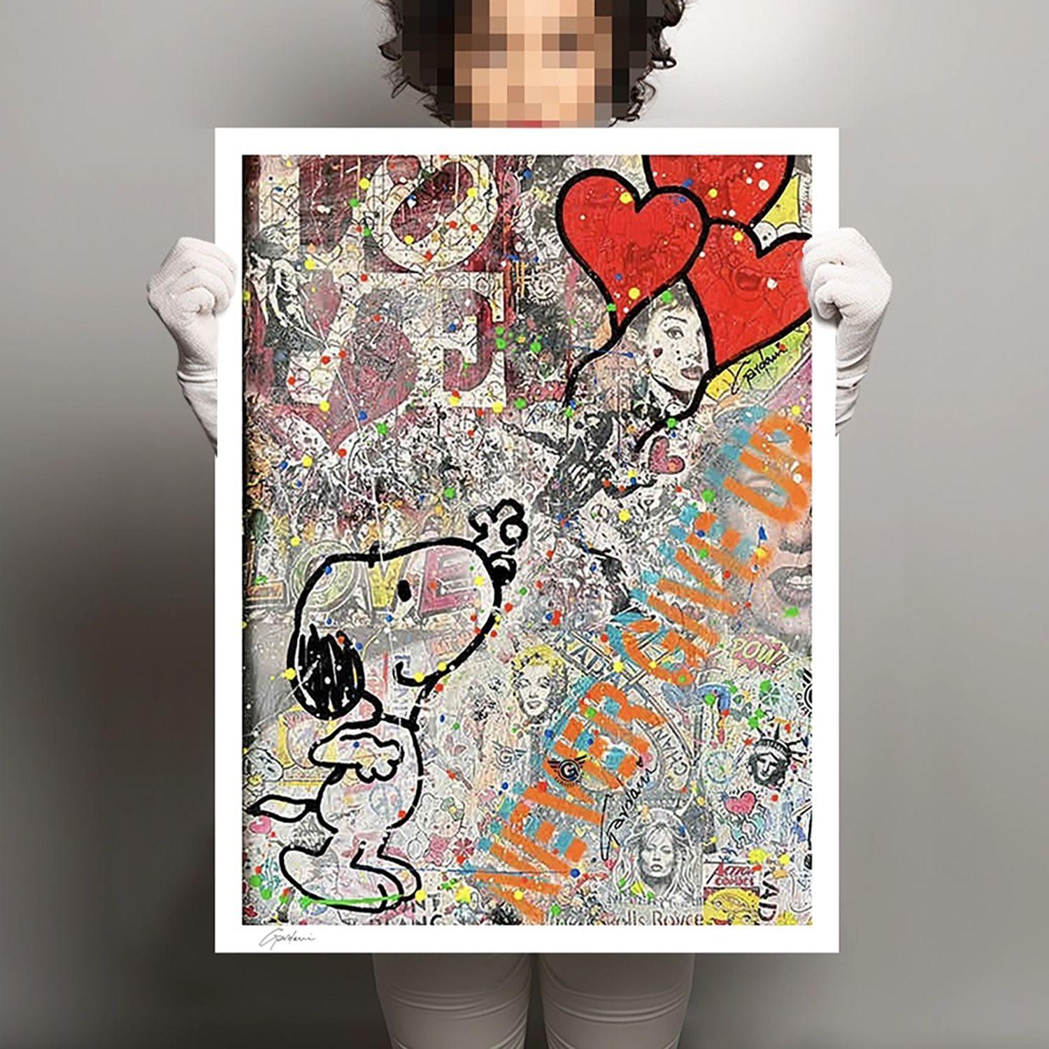 Snoopy Loves - Papier - Limitierte Auflage 27/100, Digital auf Papier – Art von Gardani Art