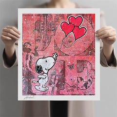 Tu mi rendi felice-Snoopy - Stampa giclée 26/100, digitale su carta