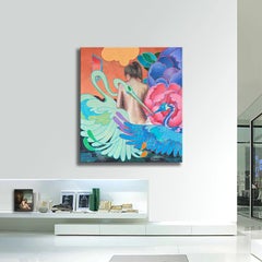 Le gru guardiane - Quadro originale su tela, Pittura, Olio su tela