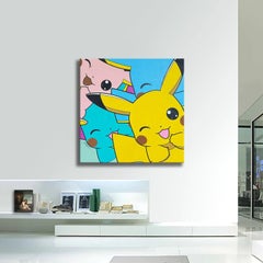 Smile Pikachu - Original Painting on Canvas, Painting, Acrylic on Canvas