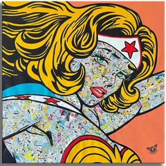 Wonder Woman Force - Original Painting on Canvas, Painting, Acrylic on Canvas