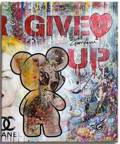 Teddy Bear Never Give Up - Original Painting, Painting, Acrylic on Canvas