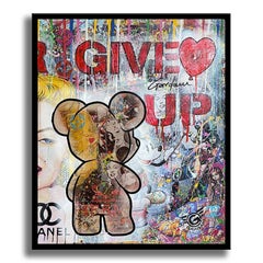 Teddy Bear Never Give Up - Original Painting, Painting, Acrylic on Canvas