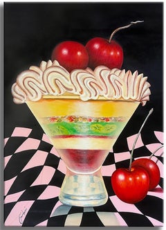 Delicias de cerezas - Pintura original sobre lienzo, Pintura, Óleo sobre lienzo