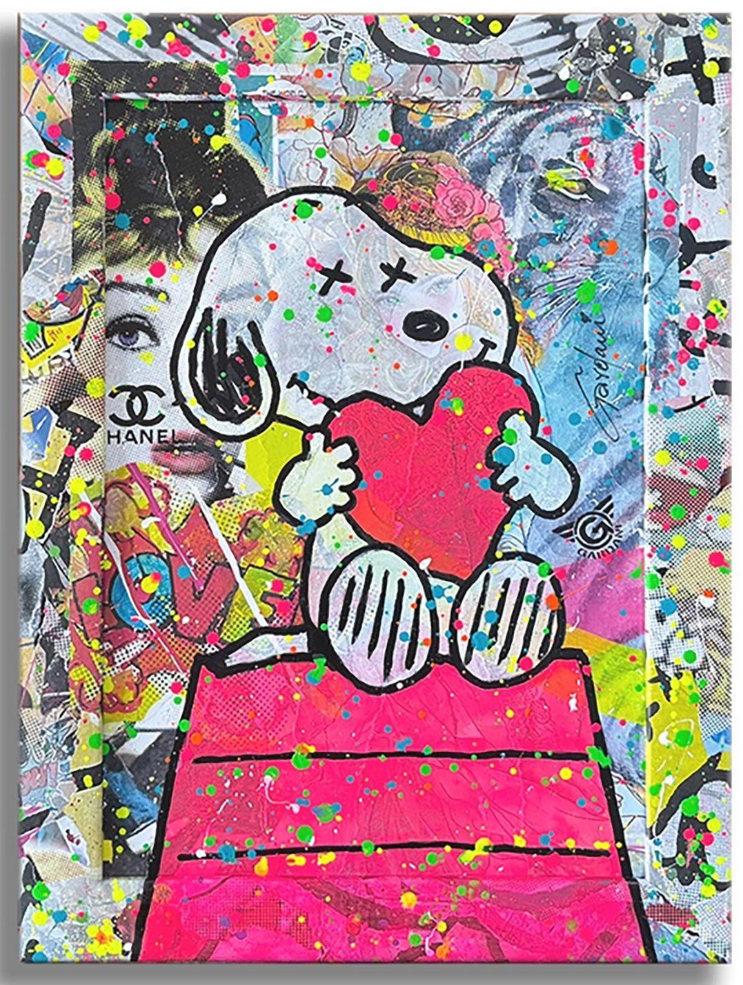 Snoopy Love More, Painting, Acrylic on Canvas - Art by Gardani Art