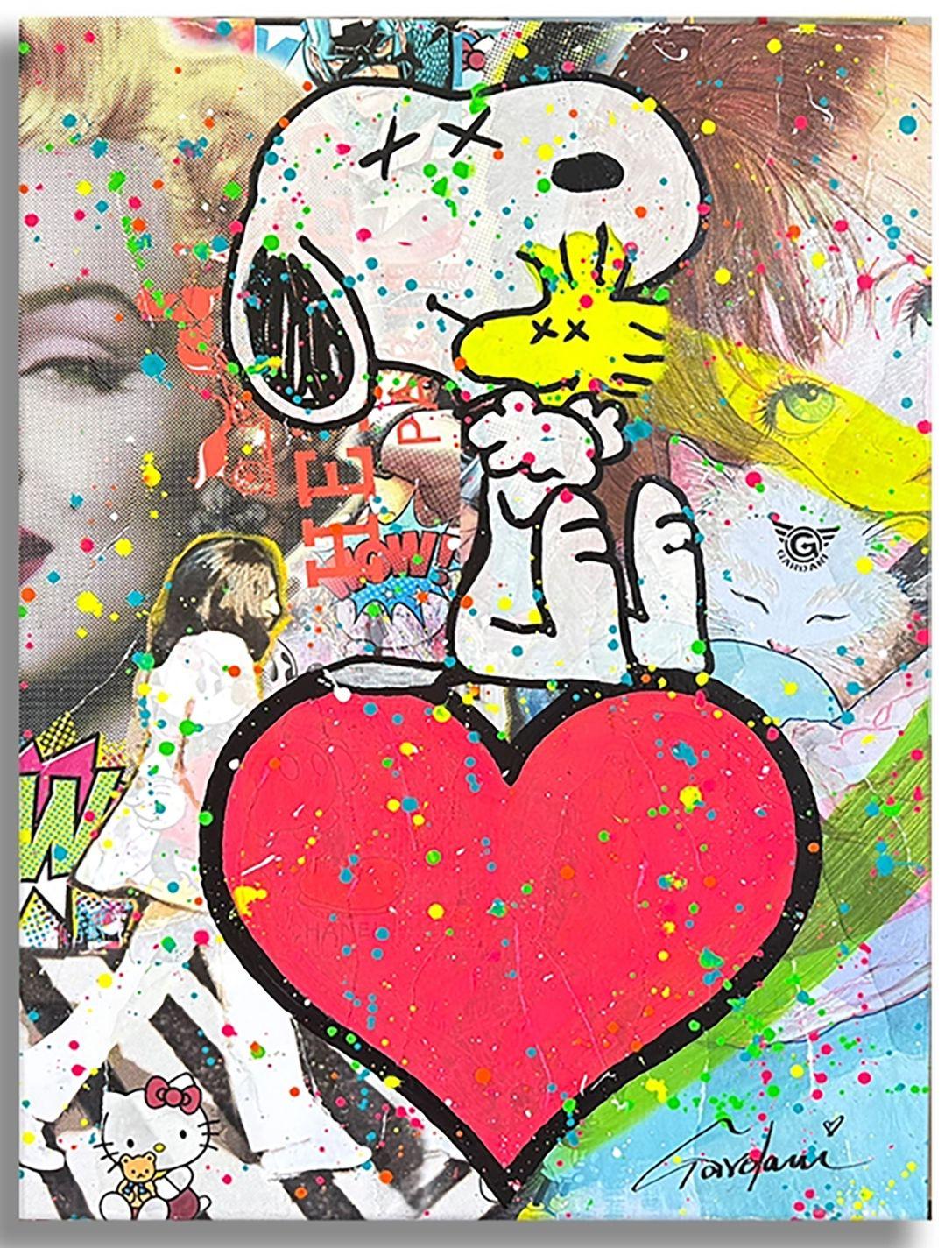 Snoopy Hug your heart â€“ Original Painting on canv, Painting, Acrylic on Canva