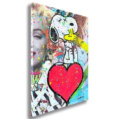 Snoopy Hug your heart â€“ Original Painting on canv, Painting, Acrylic on Canva