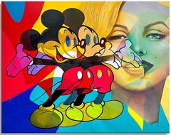 Symphony Mickey-Marilyn - Original Painting on Can, Painting, Oil on Canvas