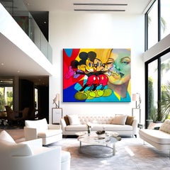Symphony Mickey-Marilyn - Original Painting on Can, Painting, Oil on Canvas