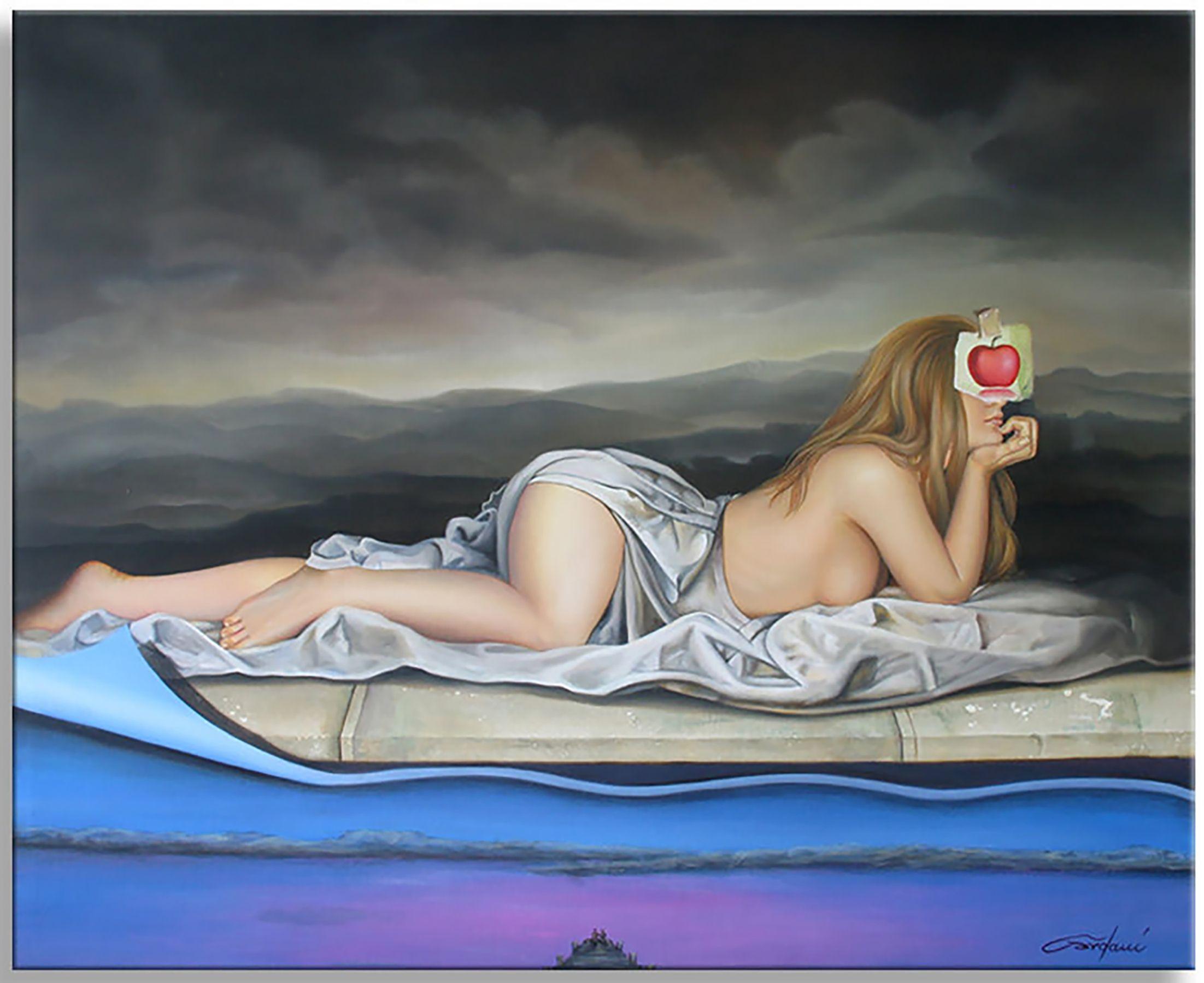 Guardando l'orizzonte, Pittura, Olio su tela - Art di Gardani Art