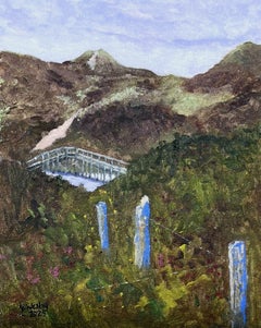 Houstrup â€“ Bridge over the lake, Painting, Oil on Canvas
