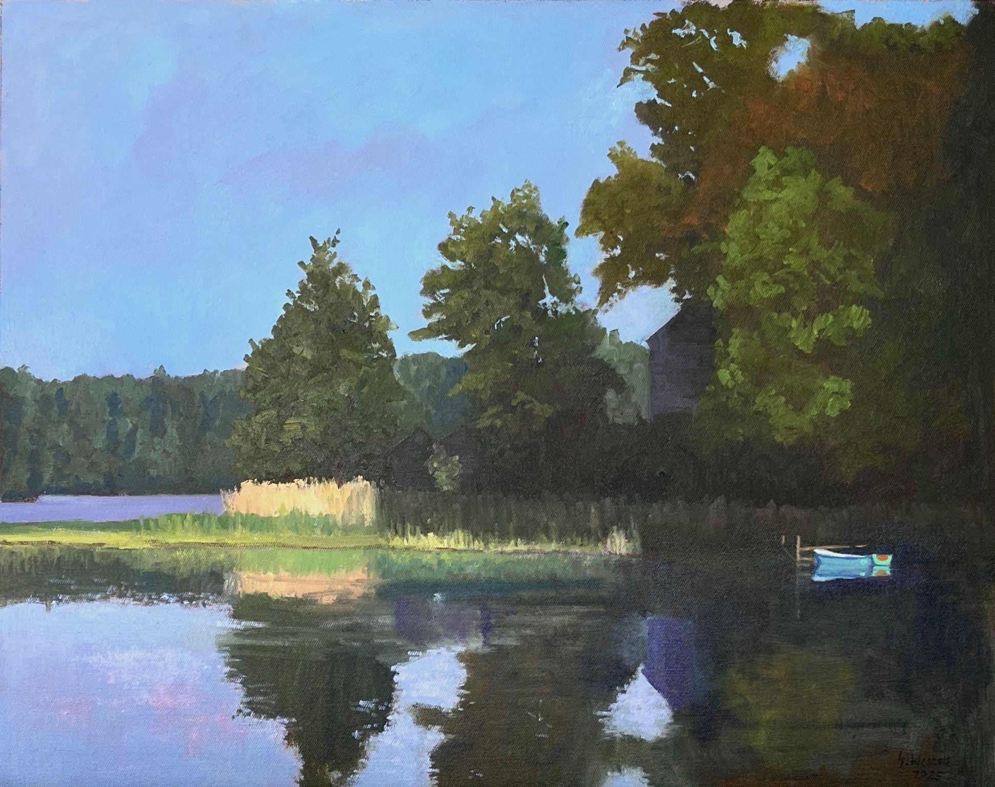 Reflecting, reflecting on the lake, Painting, Oil on Canvas
