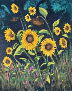 Sunlit view(ers) in Poland, Painting, Oil on MDF Panel