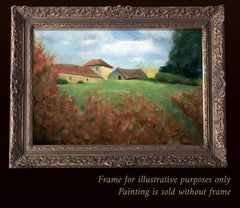 Antigua granja de piedra con dependencias Francia, Pintura, Óleo sobre lienzo
