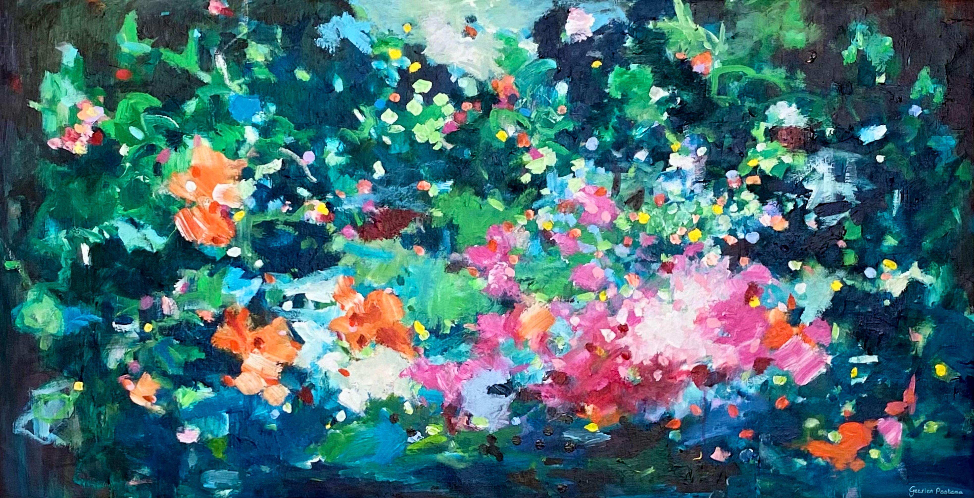 Midnight garden symphony, Painting, Acrylic on Canvas