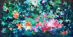 Midnight garden symphony, Painting, Acrylic on Canvas