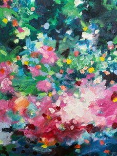 Midnight garden symphony, Painting, Acrylic on Canvas