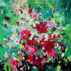 Amante dei fiori rossi, Pittura, Acrilico su tela