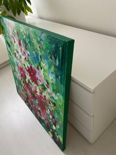 Amante dei fiori rossi, Pittura, Acrilico su tela