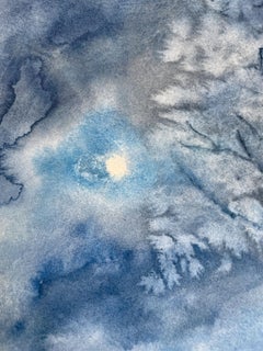 Winter Night, Painting, Watercolor on Paper