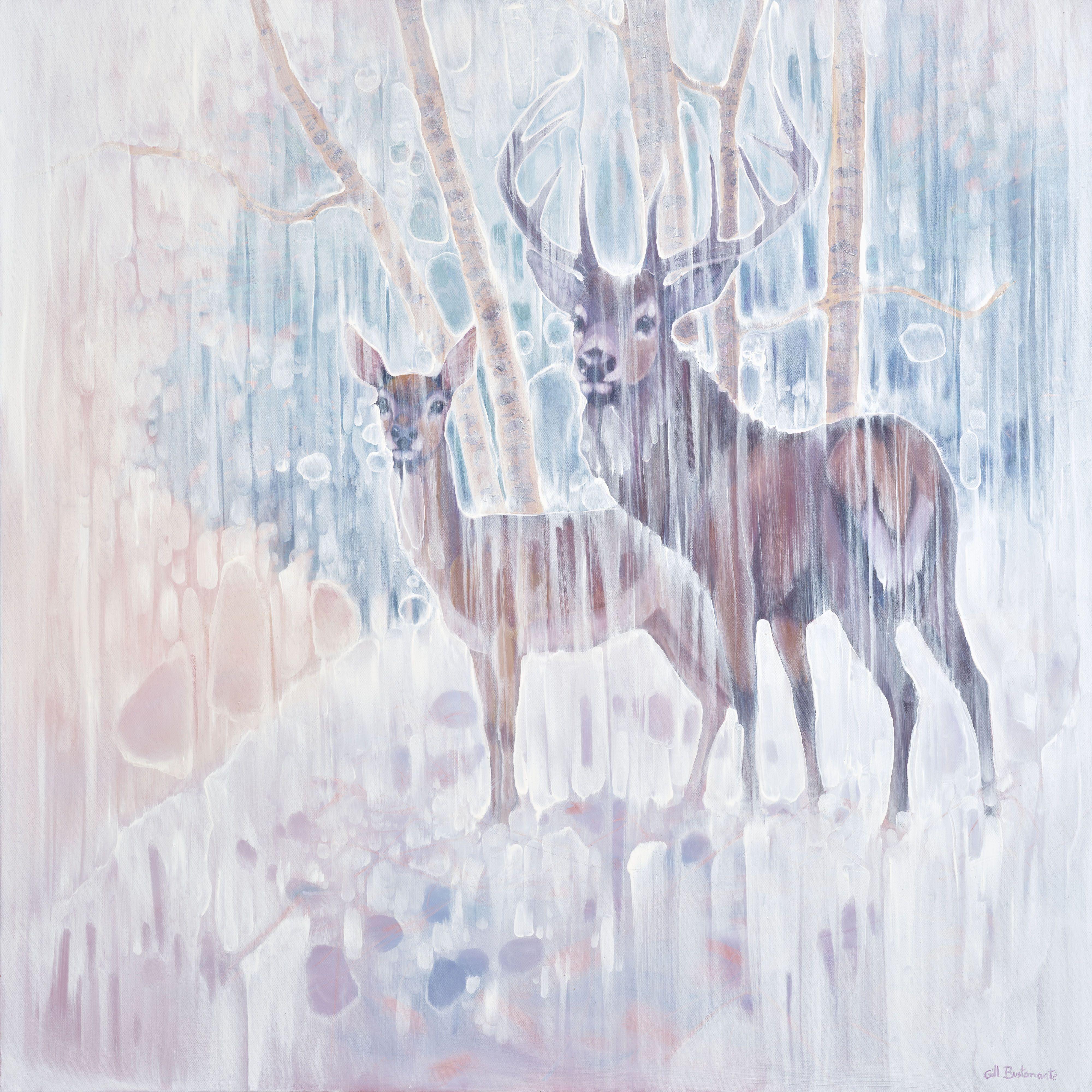 Les monarques d'A Winter, peinture, huile sur toile - Art de Gill Bustamante