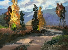Cypress Trees, Painting, Oil on Canvas