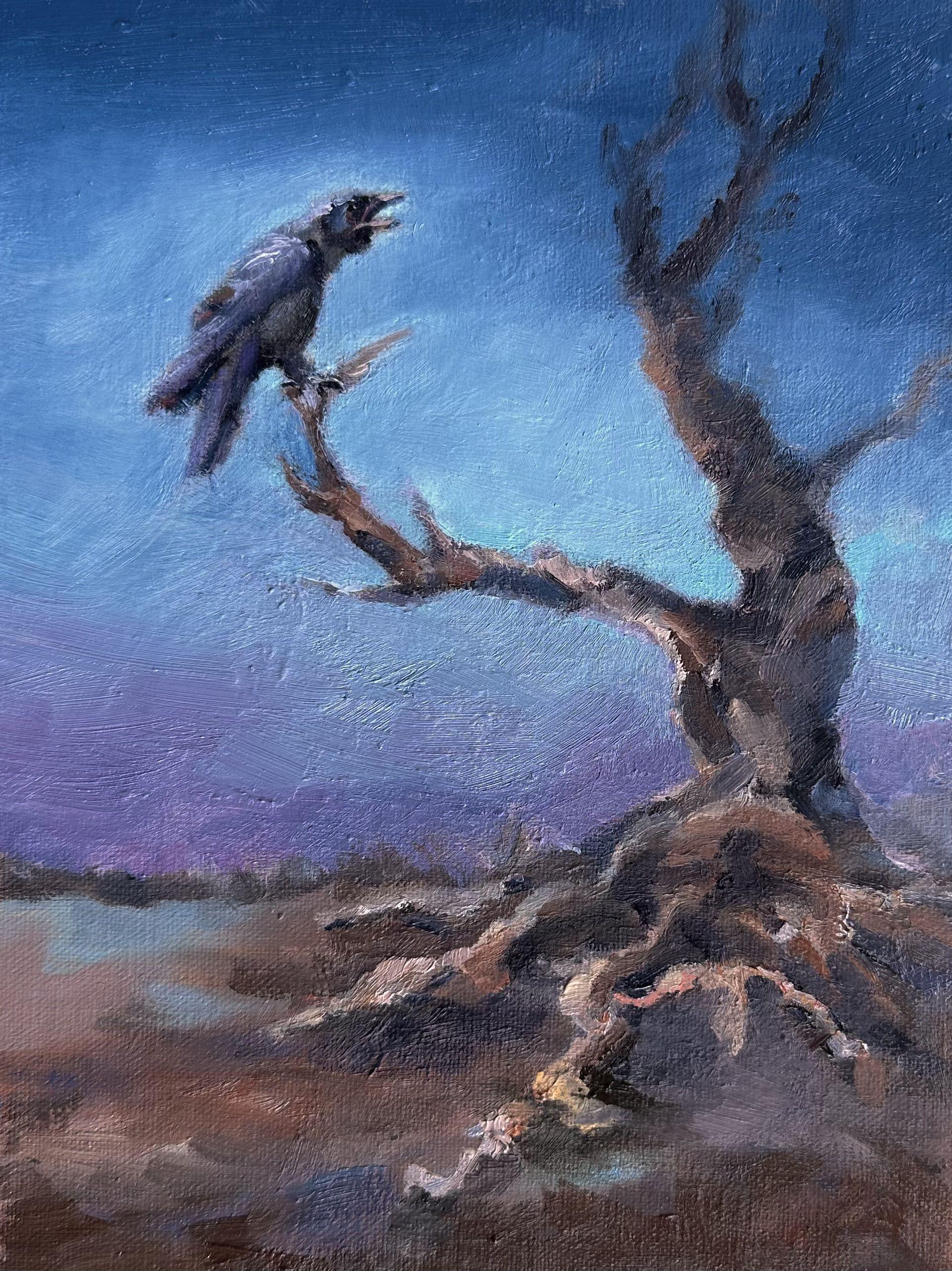 Midnight Raven, Painting, Oil on Canvas - Art by Grace Diehl