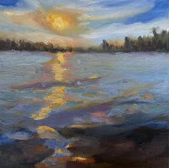 Puesta de sol sobre Back Bay, Pintura, Óleo sobre lienzo