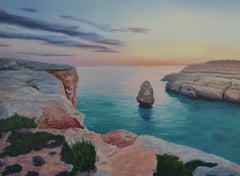 Menorca Spanien bei Sonnenuntergang, Gemälde, Öl auf Leinwand