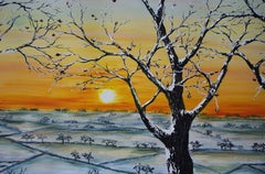 Winter Sunset, Painting, Oil on Canvas