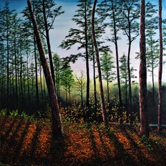 Autumn Sunset in the Forest, Painting, Oil on Canvas